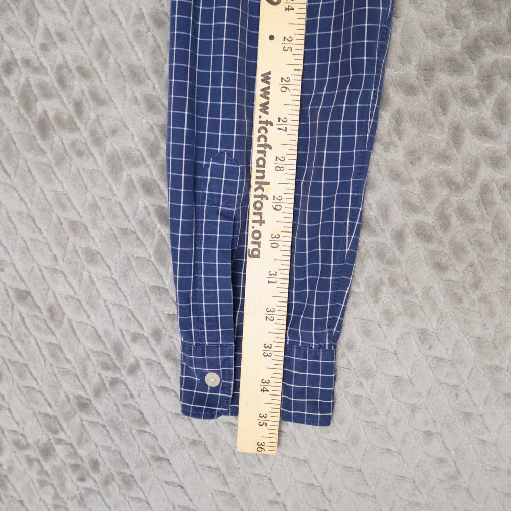 Polo Golf Ralph Lauren Shirt Mens L Blue Windowpane Check Westerton Cotton L/S